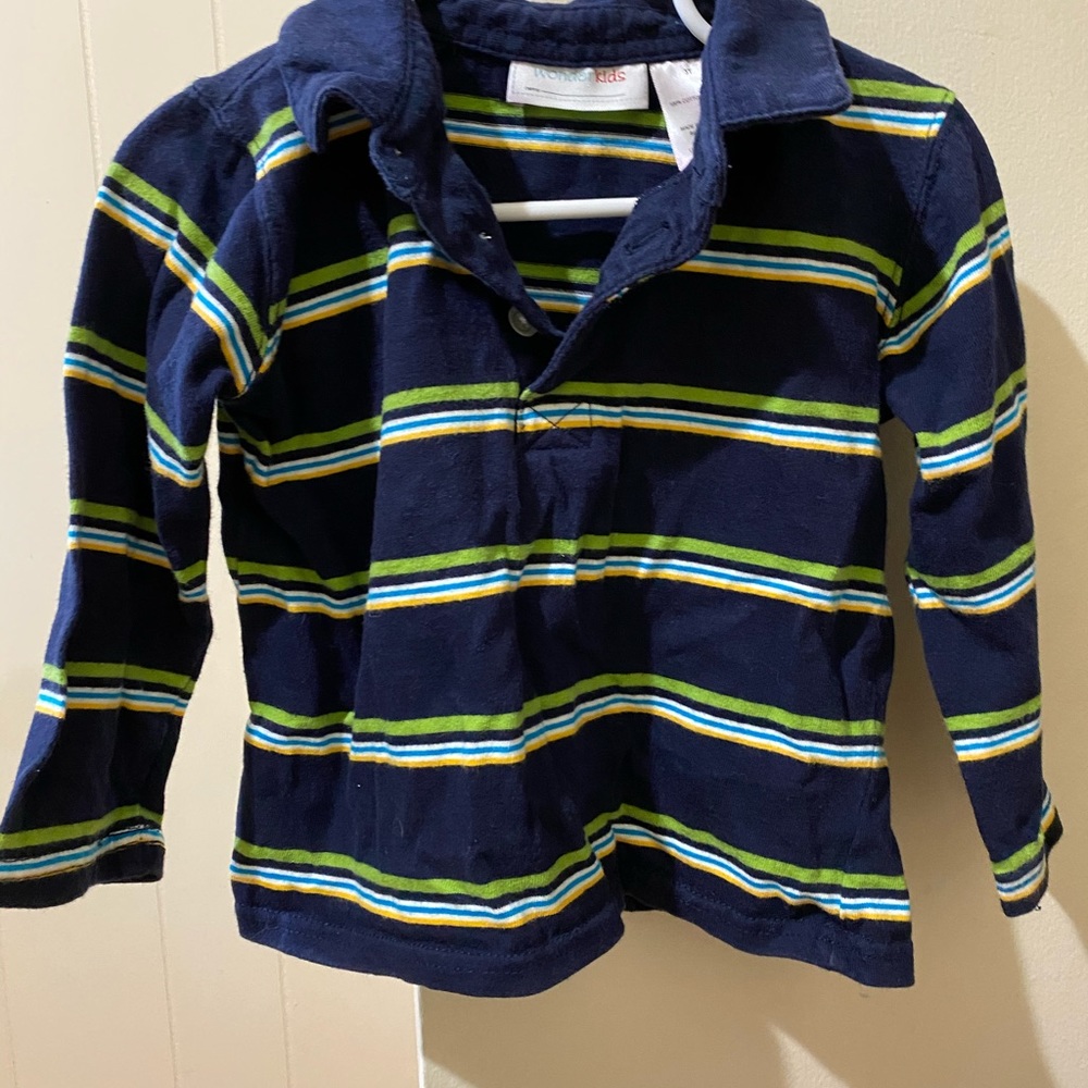 striped long sleeve "wonder kids" shirt, size 3T